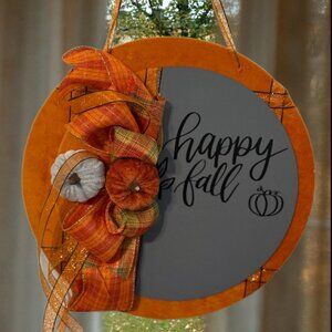 12" Fall Door Decor - Wreath with Pumpkins